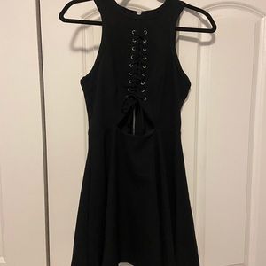 Black LF tie front keyhole dress